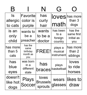 Human Bingo Card