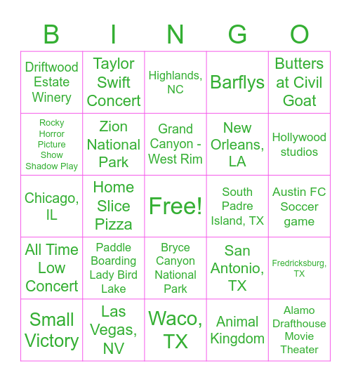 Katrina's Bridal Shower Bingo Card