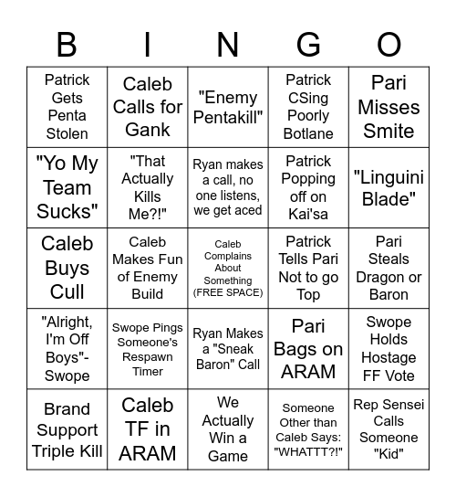 Flex 5s Bingo Card