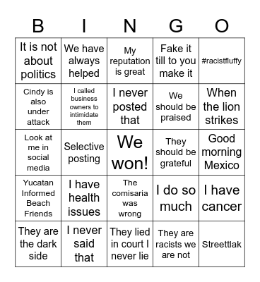 Wade Yarchan Bingo Card