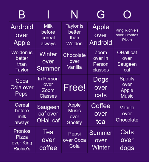 WIS Exec Social: Voice Your Opinion! Bingo Card