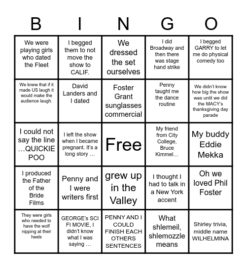 CINDY SAYS Bingo Card