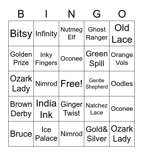 DAYLILY Bingo Card