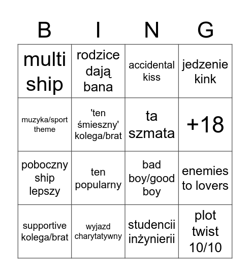 BL Drama Bingo Card