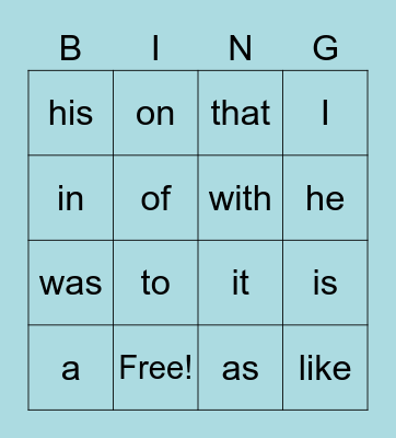 SIGHT WORDS Bingo Card