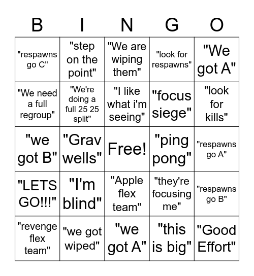 Foliage War Shits Apple Says Bingo Card