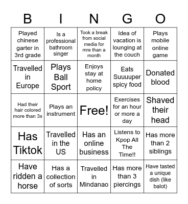 Human Bingo Card