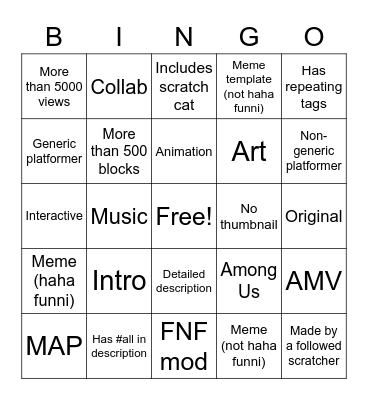 Scratch explore page bingo Card