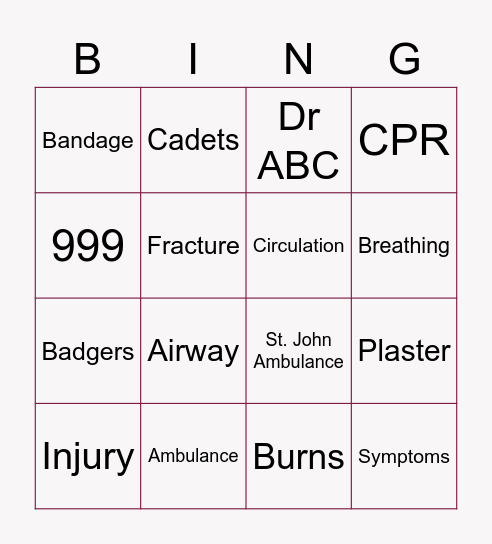 Badger Bingo Card