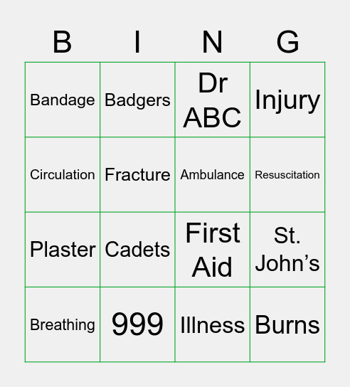 Badger Bingo Card