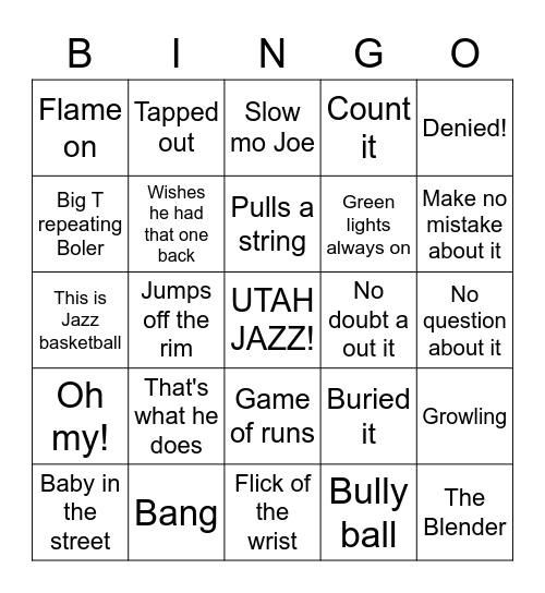 Big T & Boler Bingo Card