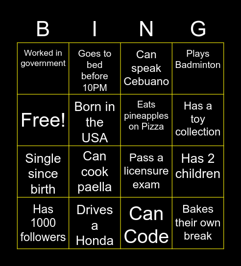 DAO Human Bingo 2022 Bingo Card