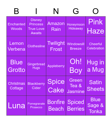 Scentsy Bingo Card