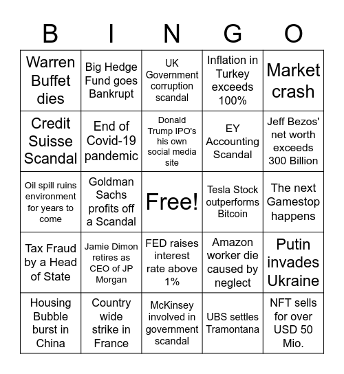 Corporate World Bingo Card