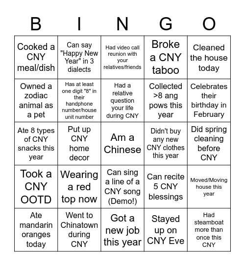 CNY Bingo! Bingo Card