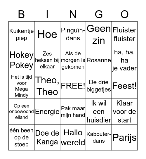 Bingo met juf Bingo Card