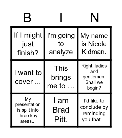 Untitled Bimbo Bingo Card