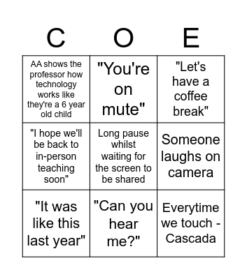 Webex Bingo Card