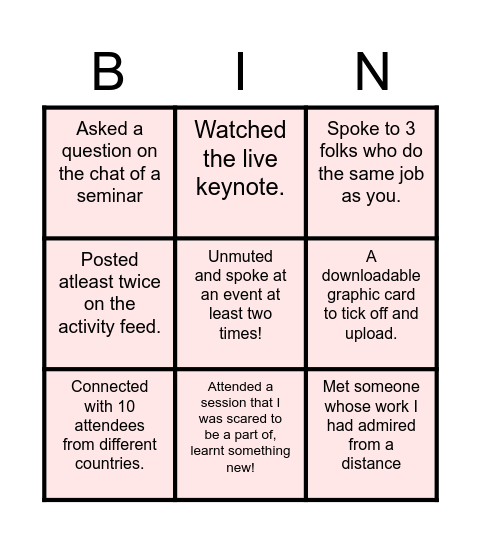 Virtual Conferencing Bingo! Bingo Card