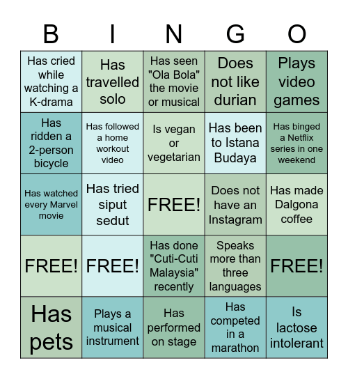 Find someone who... Bingo Card