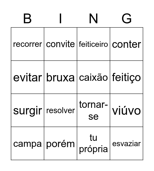 Palavras 2021 Bingo Card