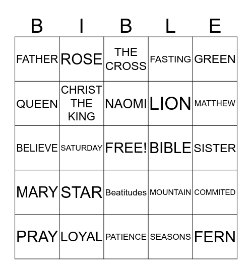Religion Bingo Card
