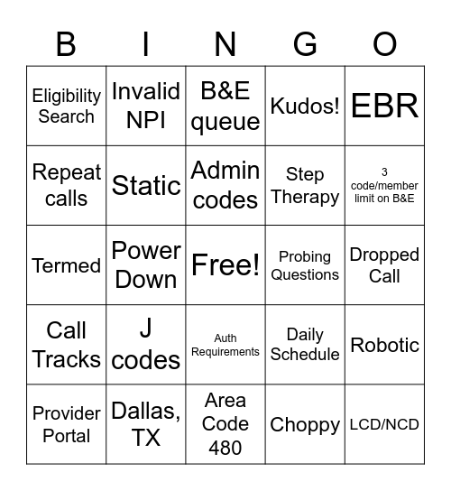 Happy Monday! Bingo Card