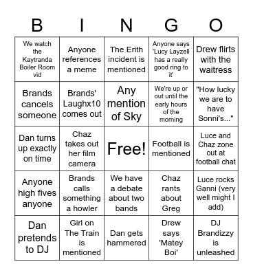 Drink every time... Bingo Card