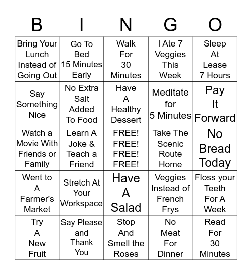 Liberty Bingo Card