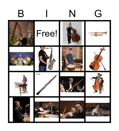 INSTRUMENTS OF THE ORCHESTRA Bingo Card