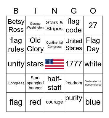 United States Flag Bingo Card