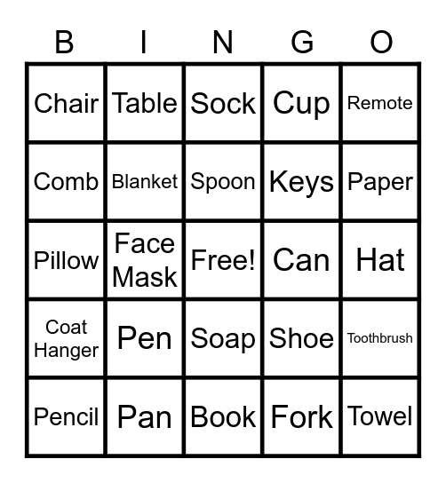 Household Bingo Card