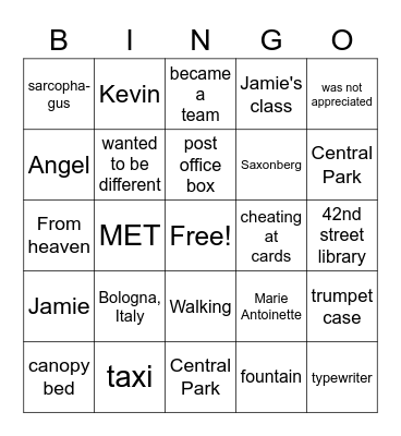 From the Mixed-Up Files of Mrs. Basil E. Frankweiler Bingo Card