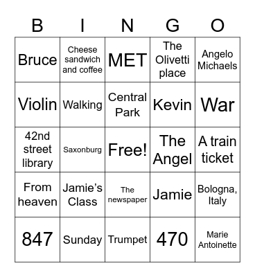From the Mixed Up Files! Bingo Card