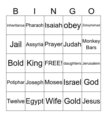 Bible Bingo Card