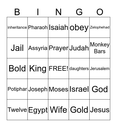 Bible Bingo Card