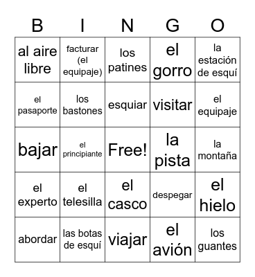 El Invierno y El Avión Bingo Card