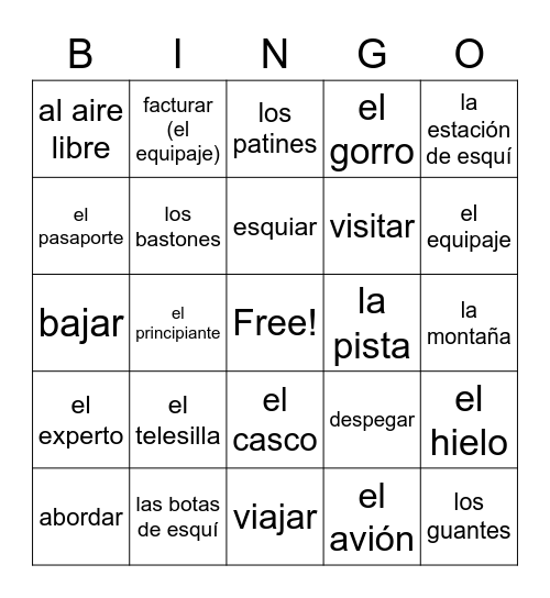 El Invierno y El Avión Bingo Card