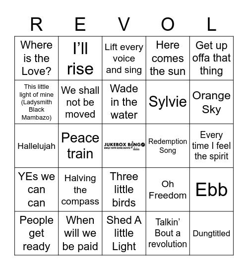 REVOLUTION Bingo Card