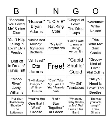 Name That Tune - Valentine's Edition Bingo Card