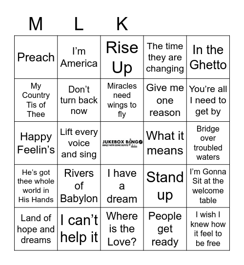 MLK Bingo Card