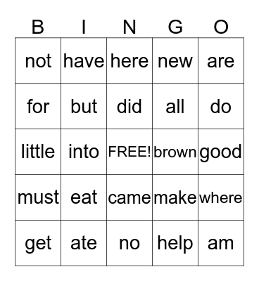 Spelling fun Bingo Card