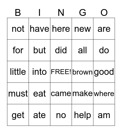 Spelling fun Bingo Card