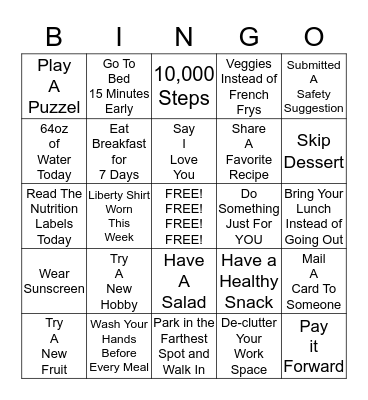 Liberty Bingo Card