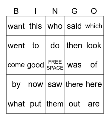 Unit 2 and 3 High Frequency Words Bingo Card