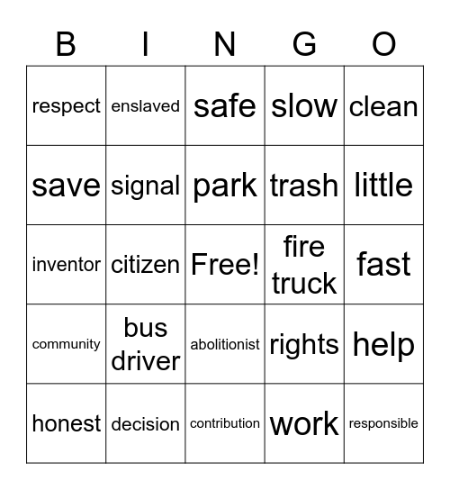 Unit 3 Vocabulary Words Bingo Card