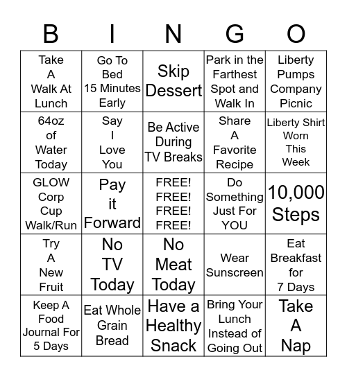 Liberty Bingo Card