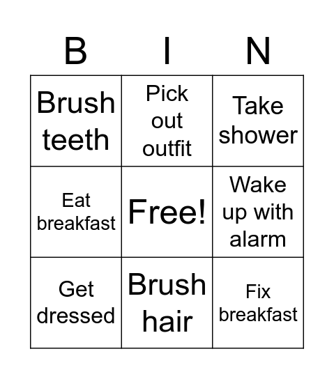 Tomorrow Bingo Card