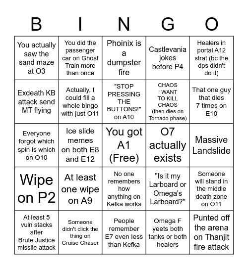 NORMAL RAID ROULETTE Bingo Card