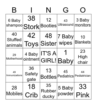 NEZ BABY SHOWER Bingo Card